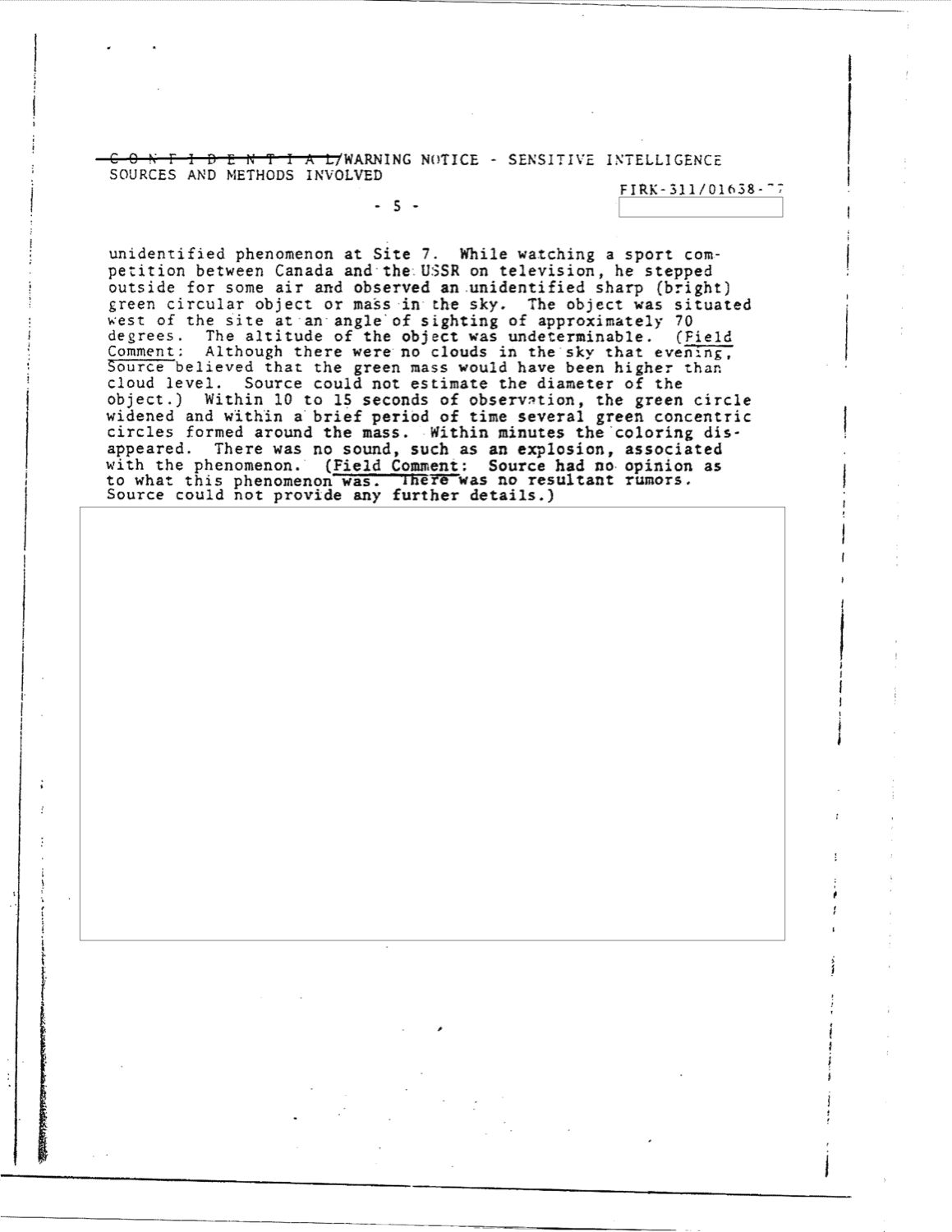 제7 현장 제보자의 녹색 원형 물체 목격을 적은 14항. p.3
